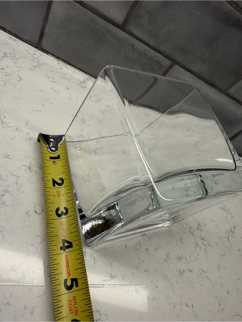Clear Square Glass Vase / Candle Holder